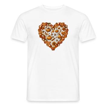 Herz, gefüllt mit Kürbissen,Laub,Nüsse und Blumen - Männer T-Shirt - Weiß - Vorne - AI Model Male 178 dark (178cm)