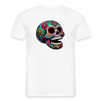 Bunte Totenkopf-Illustration mit Blumen - Männer T-Shirt - Weiß - Vorne - AI Model Male 178 dark (178cm)