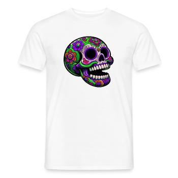 Leuchtender Totenkopf mit Blumenmotiv - Männer T-Shirt - Weiß - Vorne - AI Model Male 178 dark (178cm)