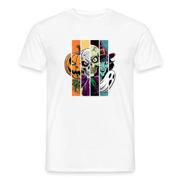 Halloween Monsters: Witch, Ghost, Skeleton, Skull. - Men's T-Shirt - white - Front - AI Model Male 178 dark (178cm)