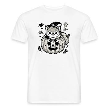 Halloween Fox in the Pumpkin: Sweet Scary Fun - Men's T-Shirt - white - Front - AI Model Male 178 dark (178cm)