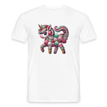 Einhorn Eis Kugel Eis Sommer Nachtisch skurril - Männer T-Shirt - Weiß - Vorne - AI Model Male 178 dark (178cm)