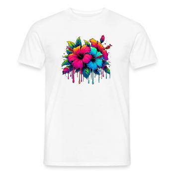 Hibiscus Flowers - Men's T-Shirt - white - Front - AI Model Male 178 dark (178cm)