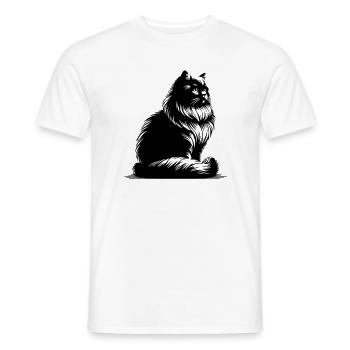 British Longhair Cat - Men's T-Shirt - white - Front - AI Model Male 178 dark (178cm)