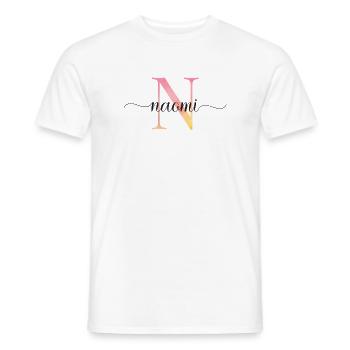 N | Monogramm | Name | Naomi |Watercolor - Männer T-Shirt - Weiß - Vorne - AI Model Male 178 dark (178cm)