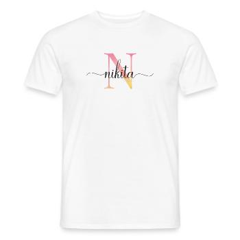 N | Monogramm | Name | Nikita |Watercolor - Männer T-Shirt - Weiß - Vorne - AI Model Male 178 dark (178cm)