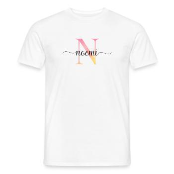 N | Monogram | Name | Noemi |Watercolor - Men's T-Shirt - white - Front - AI Model Male 178 dark (178cm)
