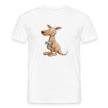Funny kangaroo with koala bear in a pouch - Men's T-Shirt - white - Front - AI Model Male 178 dark (178cm)