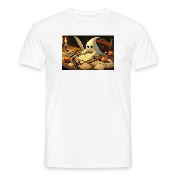 charmanter Geist schreibt Halloween-Einladungen - Männer T-Shirt - Weiß - Vorne - AI Model Male 178 dark (178cm)