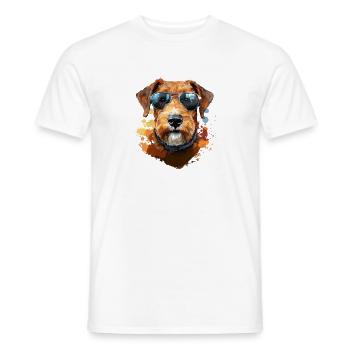 Airedale Terrier avec lunettes de soleil - T-shirt homme - blanc - Devant - AI Model Male 178 dark (178cm)