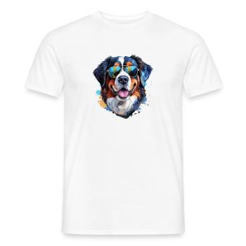 Bouvier bernois avec lunettes de soleil - T-shirt homme - blanc - Devant - AI Model Male 178 dark (178cm)