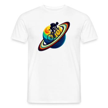 Cyclist on Saturn - Men's T-Shirt - white - Front - AI Model Male 178 dark (178cm)