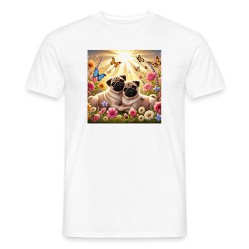 Sky-Shifting Pug Dog Lovers Design - Men's T-Shirt - white - Front - AI Model Male 178 dark (178cm)