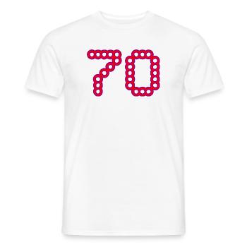 70. 70 YEARS. 70th ANNIVERSARY. 70 YEARS ANNIVERSARY. - Men's T-Shirt - white - Front - AI Model Male 178 dark (178cm)