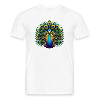 Peacock - Men's T-Shirt - white - Front - AI Model Male 178 dark (178cm)