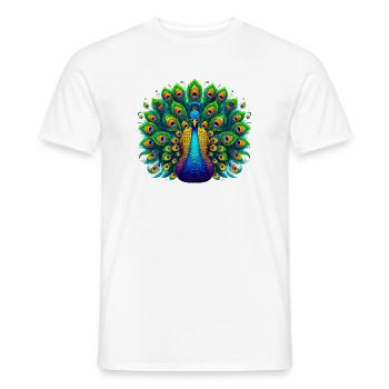 Peacock - Men's T-Shirt - white - Front - AI Model Male 178 dark (178cm)