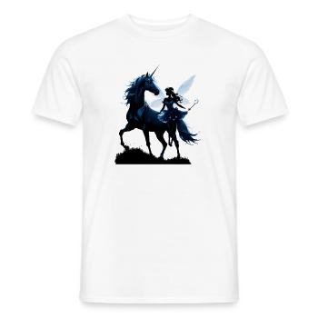 The Fairy and the Unicorn: A Night Adventure. - Men's T-Shirt - white - Front - AI Model Male 178 dark (178cm)