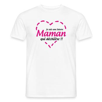 Je suis une future Maman qui déchiiire !! - T-shirt homme - blanc - Devant - AI Model Male 178 dark (178cm)