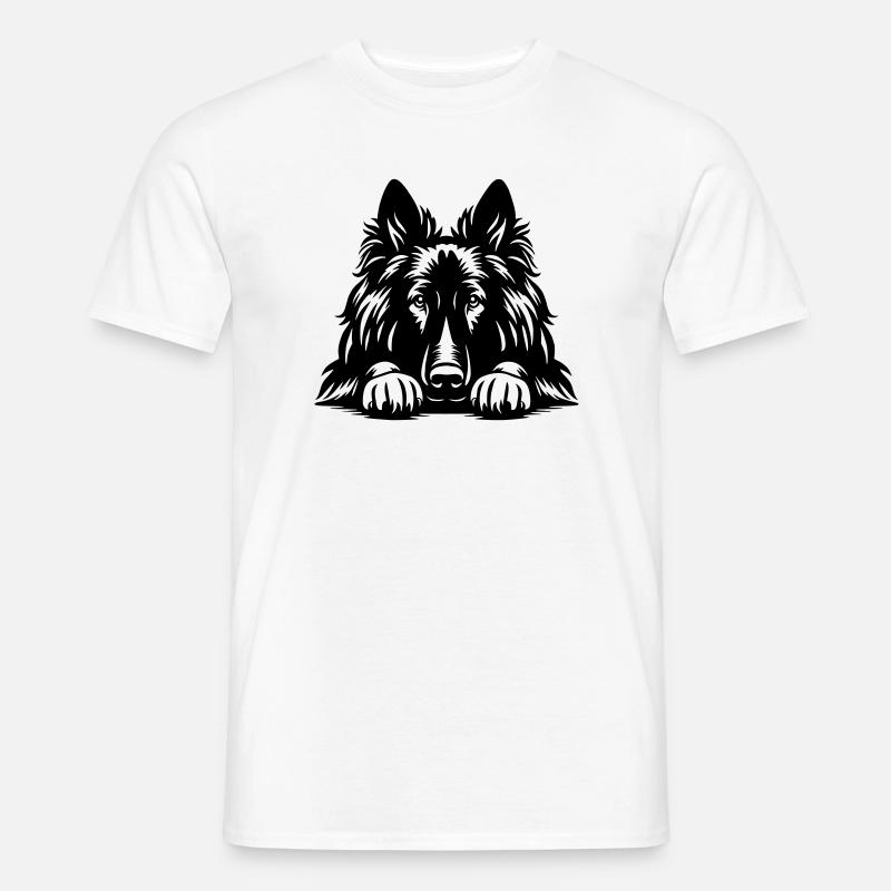 Tervueren Kopf mit Pfoten - Männer T-Shirt - Weiß