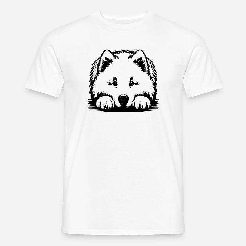 Samojede Kopf mit Pfoten - Männer T-Shirt - Weiß