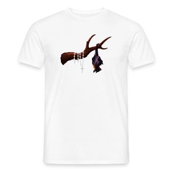 Flughund mit Ast, Rosenkränze, verschenken - Männer T-Shirt - Weiß - Vorne - AI Model Male 178 dark (178cm)