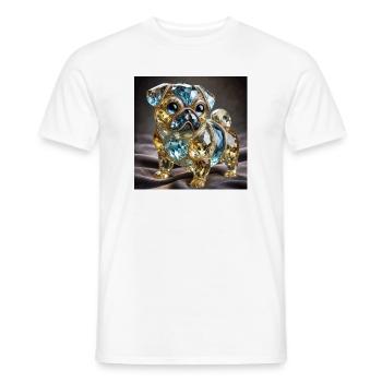 Luxury Crystal Dog Sculpture - Men's T-Shirt - white - Front - AI Model Male 178 dark (178cm)