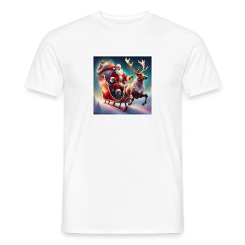 Weihnachtsmann, Schlitten, Weihnachtsposter - Männer T-Shirt - Weiß - Vorne - AI Model Male 178 dark (178cm)