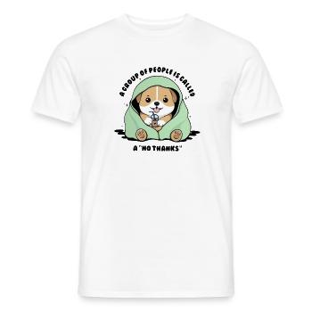 Minty Pup Under Blanket Sipping Drink - Men's T-Shirt - white - Front - AI Model Male 178 dark (178cm)