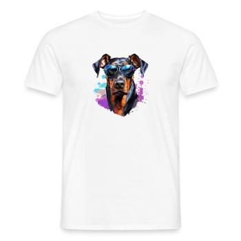 Doberman with sunglasses - Men's T-Shirt - white - Front - AI Model Male 178 dark (178cm)