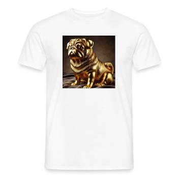 Golden Pug Sculpture - Men's T-Shirt - white - Front - AI Model Male 178 dark (178cm)