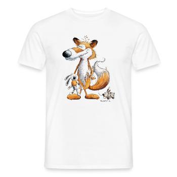 Renard avec lapin jouet et peluche - T-shirt homme - blanc - Devant - AI Model Male 178 dark (178cm)