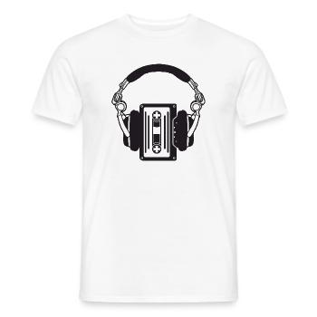 Retro headphones with boho cassettes - Men's T-Shirt - white - Front - AI Model Male 178 dark (178cm)