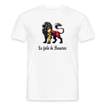 Motif du drapeau lion de Mouscron - T-shirt homme - blanc - Devant - AI Model Male 178 dark (178cm)
