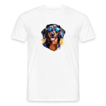Dachshund with sunglasses - Men's T-Shirt - white - Front - AI Model Male 178 dark (178cm)