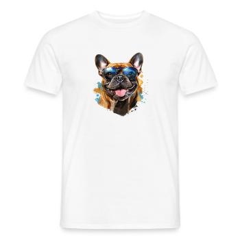 Frenchie with sunglasses - Men's T-Shirt - white - Front - AI Model Male 178 dark (178cm)