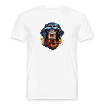 Gordon Setter avec lunettes de soleil - T-shirt homme - blanc - Devant - AI Model Male 178 dark (178cm)