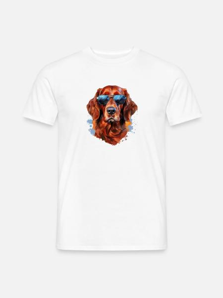 Irish Setter with Sunglasses - Men's T-Shirt - white