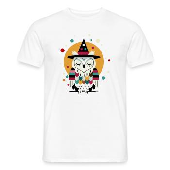 Magische Eule im Halloween-Stil mit Hexen Hut - Männer T-Shirt - Weiß - Vorne - AI Model Male 178 dark (178cm)