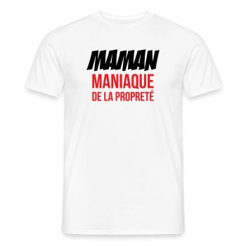 Maman maniaque de la propreté ! - T-shirt homme - blanc - Devant - AI Model Male 178 dark (178cm)