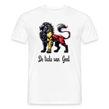 Motif du drapeau lion de Gand - T-shirt homme - blanc - Devant - AI Model Male 178 dark (178cm)