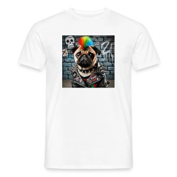 Punk Pug with Rainbow Mane - Men's T-Shirt - white - Front - AI Model Male 178 dark (178cm)