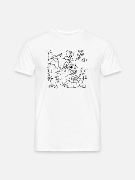 Iguana Jungle Coloring Page Hand Illustrated - Men's T-Shirt - white