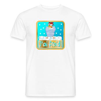 HIVER POULES POULETS - FROID - T-shirt homme - blanc - Devant - AI Model Male 178 dark (178cm)