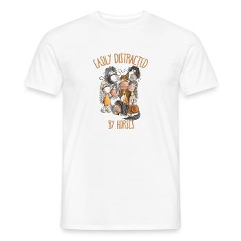 Horse Saying with Horse Motif Easily Distracted - Men's T-Shirt - white - Front - AI Model Male 178 dark (178cm)