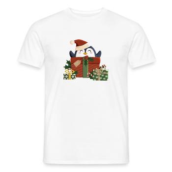 Le pingouin vous souhaite un joyeux Noël - T-shirt homme - blanc - Devant - AI Model Male 178 dark (178cm)