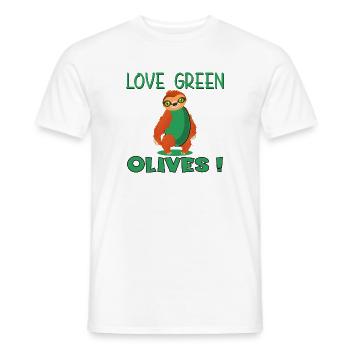 OLIVES VERTES D’AMOUR - ANIMAL PARESSEUX - T-shirt homme - blanc - Devant - AI Model Male 178 dark (178cm)