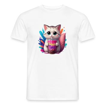 Katzenillustration mit Bubble Time Motiv - Männer T-Shirt - Weiß - Vorne - AI Model Male 178 dark (178cm)