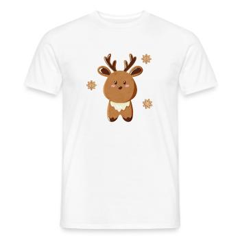 Mignon renne avec des flocons de neige - T-shirt homme - blanc - Devant - AI Model Male 178 dark (178cm)