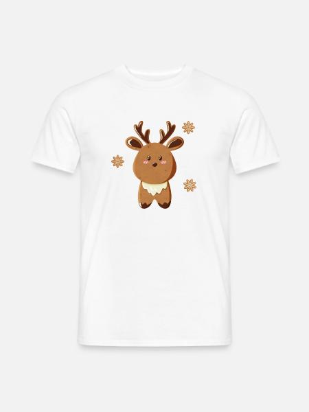 Cute Reindeer with Snowflakes - Men's T-Shirt - white