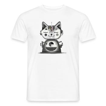 Chat robot géométrique - Illustration créative - T-shirt homme - blanc - Devant - AI Model Male 178 dark (178cm)